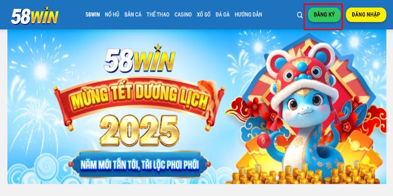 Đăng ký tài khoản tại 58win chỉ với 20 giây